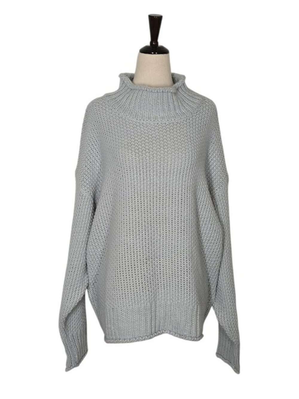 Ady P Women XL Gray Chunky Knit Mock Neck Oversized Sweater NWT